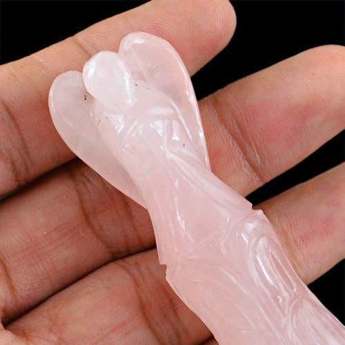 gemsmore:Genuine Pink Rose Quartz Carved Healing Angel Pencil gemsmore:Genuine Pink Rose Quartz Carved Healing Angel Pencil