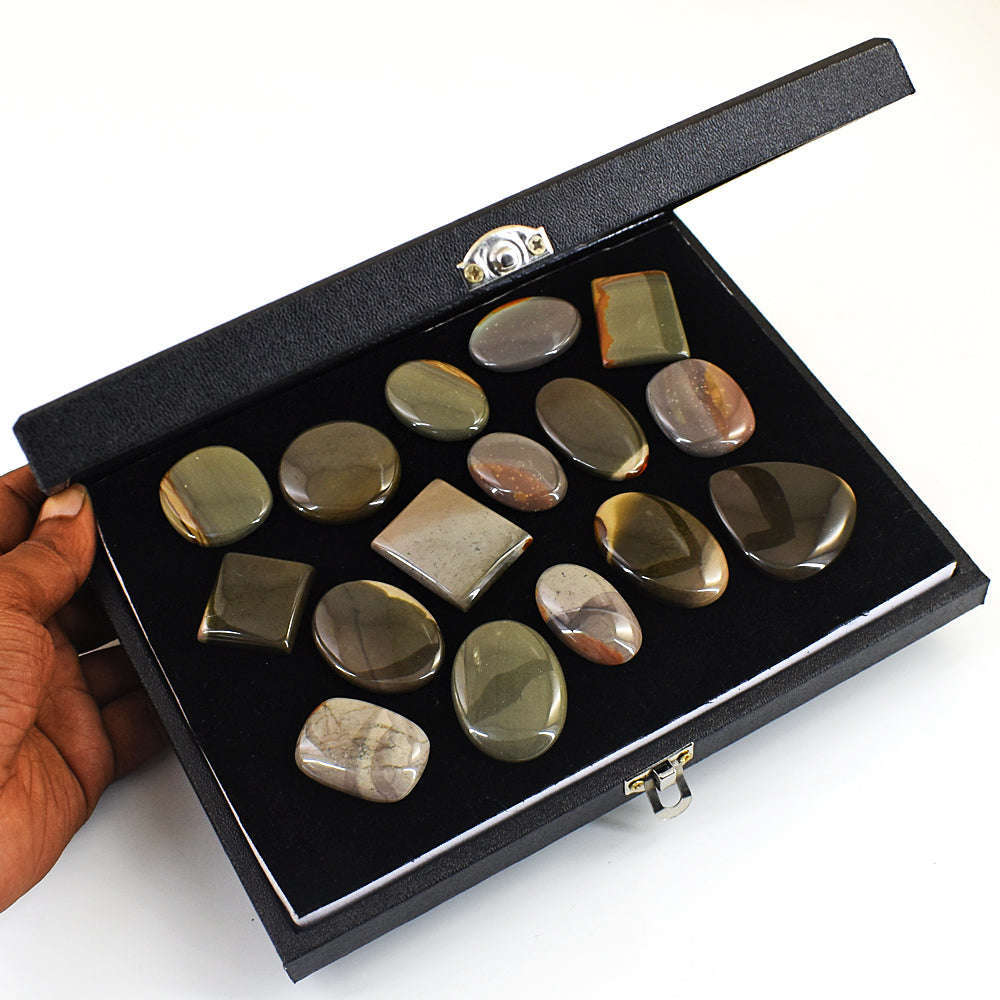 gemsmore:Genuine Polygram Jasper  Untreated Gemstone Cabochon Lot gemsmore:Genuine Polygram Jasper  Untreated Gemstone Cabochon Lot