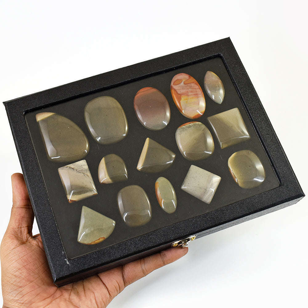 gemsmore:Genuine Polygram Jasper Untreated Gemstone Cabochon Lot gemsmore:Genuine Polygram Jasper Untreated Gemstone Cabochon Lot