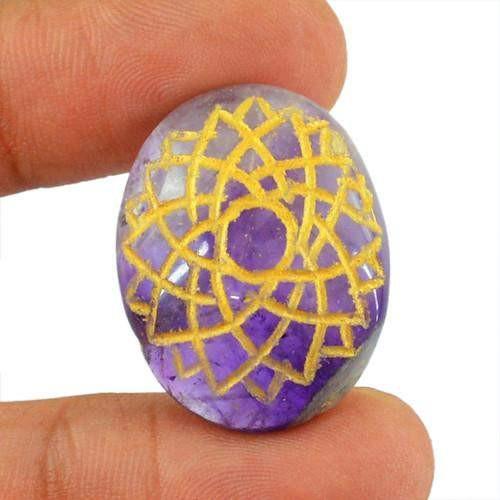 gemsmore:Genuine Purple Amethyst Chakra Oval Shaped Gemstone gemsmore:Genuine Purple Amethyst Chakra Oval Shaped Gemstone