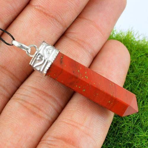 gemsmore:Genuine Red Jasper Healing Point Pendant gemsmore:Genuine Red Jasper Healing Point Pendant
