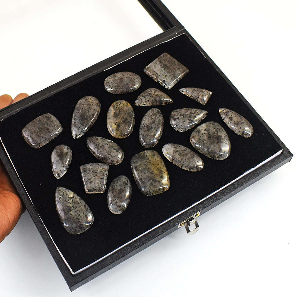 gemsmore:Genuine Rutile Quartz Untreated Gemstone Cabochon Lot gemsmore:Genuine Rutile Quartz Untreated Gemstone Cabochon Lot