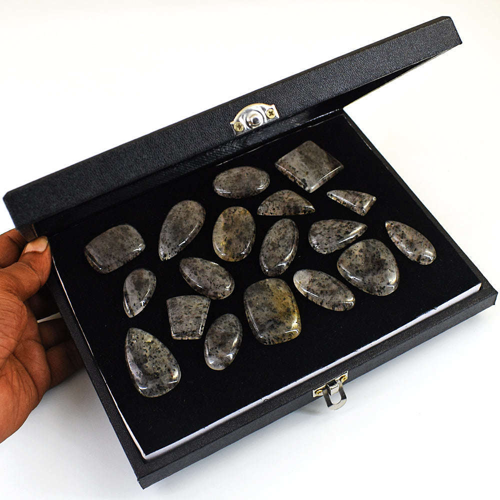 gemsmore:Genuine Rutile Quartz Untreated Gemstone Cabochon Lot gemsmore:Genuine Rutile Quartz Untreated Gemstone Cabochon Lot