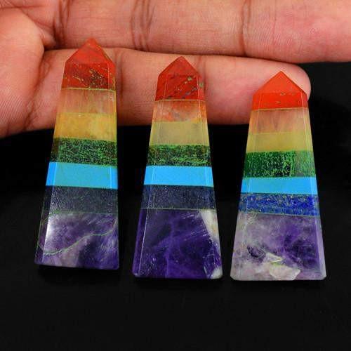 gemsmore:Genuine Seven Chakra Gemstones Healing Point Lot gemsmore:Genuine Seven Chakra Gemstones Healing Point Lot