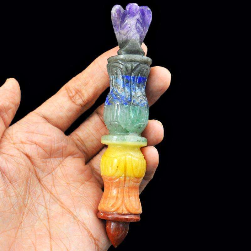 gemsmore:Genuine Seven Chakra Hand Carved Healing Angel Stick gemsmore:Genuine Seven Chakra Hand Carved Healing Angel Stick