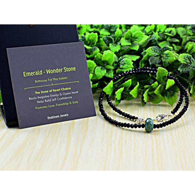 gemsmore:Genuine Solitaire Untreated Emerald & Spinel Necklace & Bracelet Set gemsmore:Genuine Solitaire Untreated Emerald & Spinel Necklace & Bracelet Set