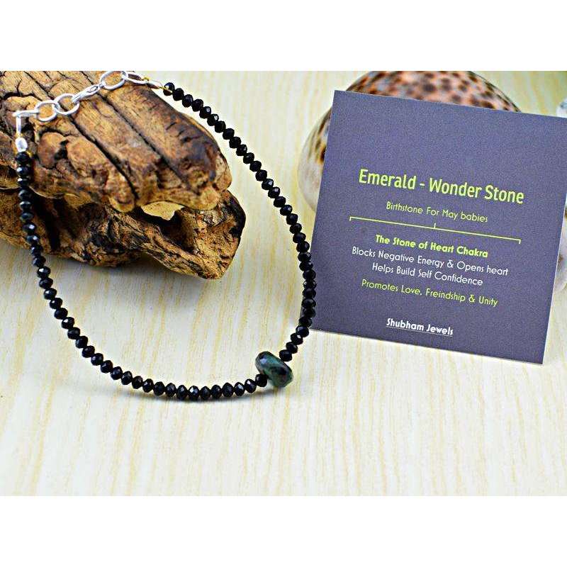 gemsmore:Genuine Solitaire Untreated Emerald & Spinel Necklace & Bracelet Set gemsmore:Genuine Solitaire Untreated Emerald & Spinel Necklace & Bracelet Set