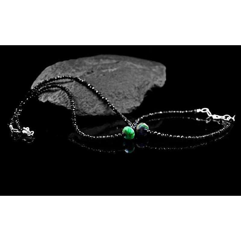 gemsmore:Genuine Solitaire Untreated Emerald & Spinel Necklace & Bracelet Set gemsmore:Genuine Solitaire Untreated Emerald & Spinel Necklace & Bracelet Set