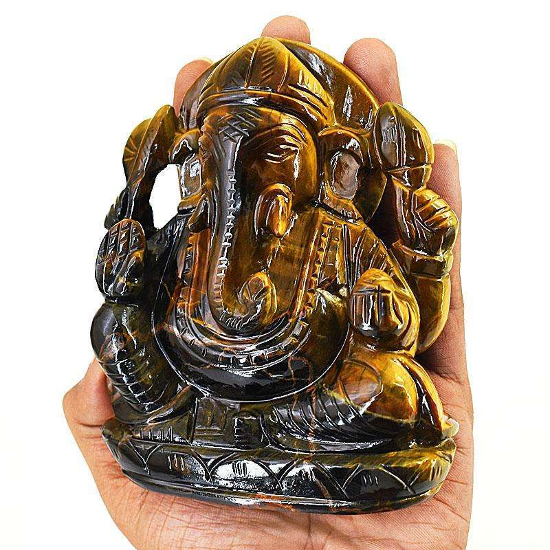 gemsmore:Genuine Tiger Eye Hand Carved Genuine Crystal Gemstone Carving Lord Ganesha gemsmore:Genuine Tiger Eye Hand Carved Genuine Crystal Gemstone Carving Lord Ganesha