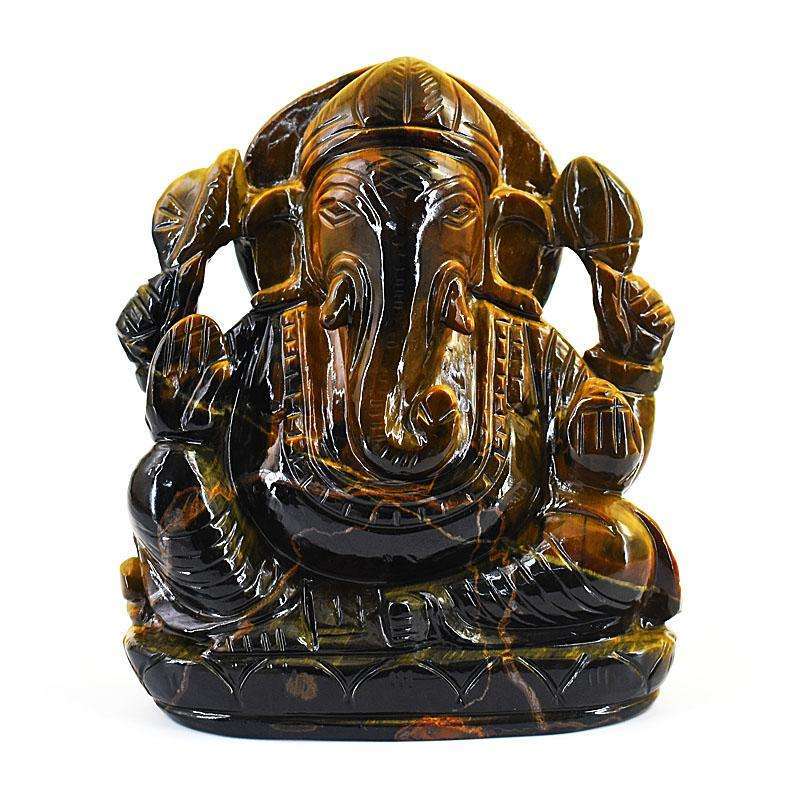 gemsmore:Genuine Tiger Eye Hand Carved Genuine Crystal Gemstone Carving Lord Ganesha gemsmore:Genuine Tiger Eye Hand Carved Genuine Crystal Gemstone Carving Lord Ganesha