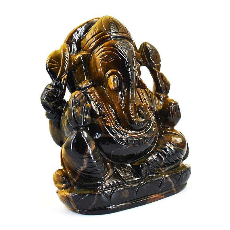 gemsmore:Genuine Tiger Eye Hand Carved Genuine Crystal Gemstone Carving Lord Ganesha gemsmore:Genuine Tiger Eye Hand Carved Genuine Crystal Gemstone Carving Lord Ganesha