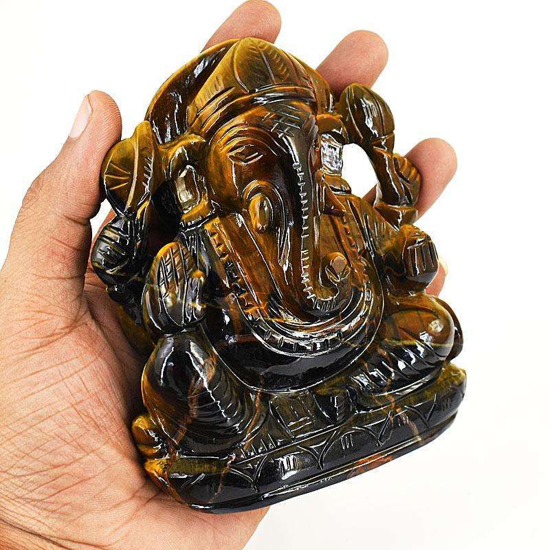 gemsmore:Genuine Tiger Eye Hand Carved Genuine Crystal Gemstone Carving Lord Ganesha gemsmore:Genuine Tiger Eye Hand Carved Genuine Crystal Gemstone Carving Lord Ganesha