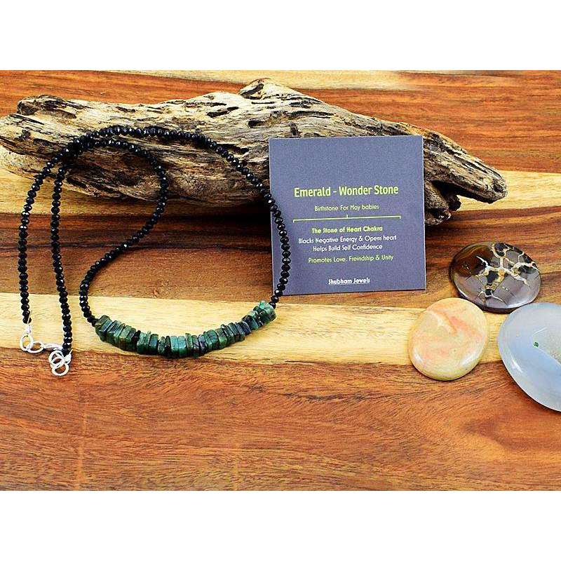 gemsmore:Genuine Untreated Emerald & Spinel Necklace & Bracelet Set gemsmore:Genuine Untreated Emerald & Spinel Necklace & Bracelet Set