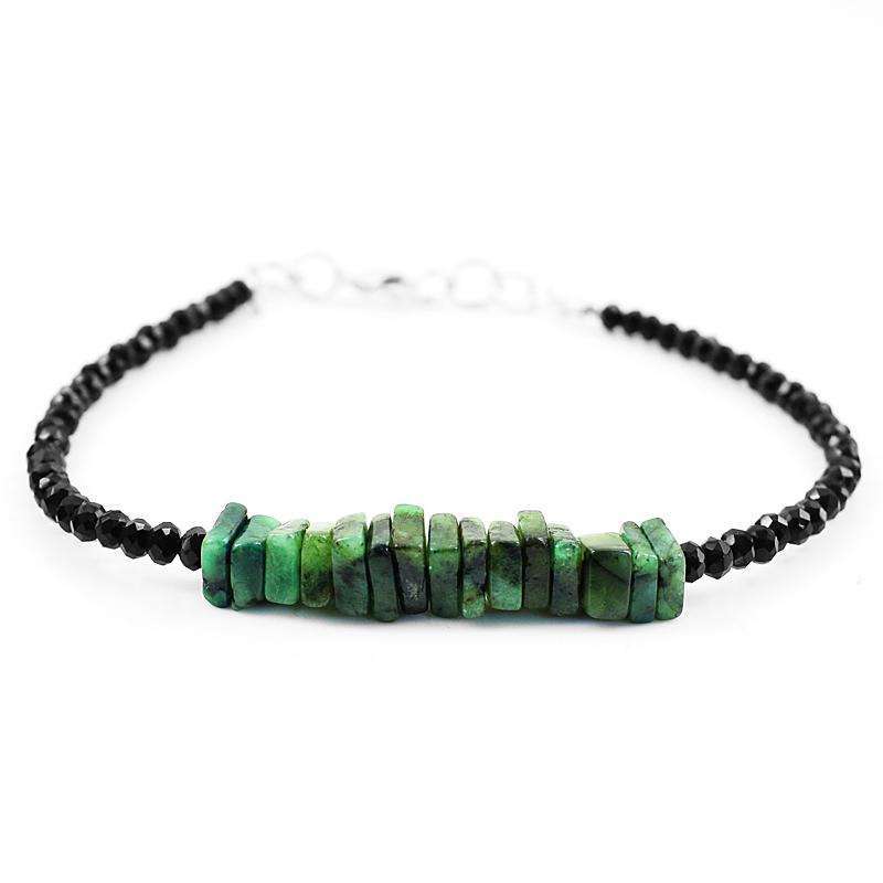 gemsmore:Genuine Untreated Emerald & Spinel Necklace & Bracelet Set gemsmore:Genuine Untreated Emerald & Spinel Necklace & Bracelet Set