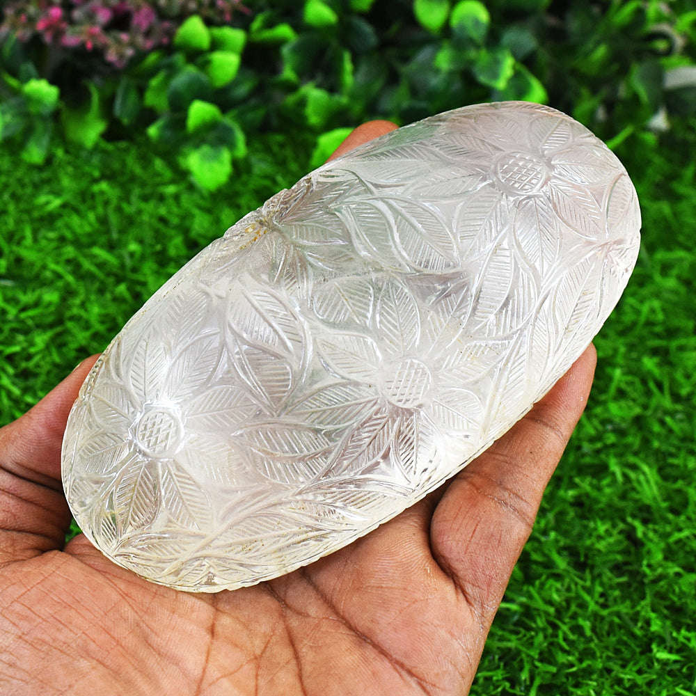 gemsmore:Genuine White Quartz Hand Carved Genuine Crystal Gemstone Carving Mughal Carved Cabochon gemsmore:Genuine White Quartz Hand Carved Genuine Crystal Gemstone Carving Mughal Carved Cabochon