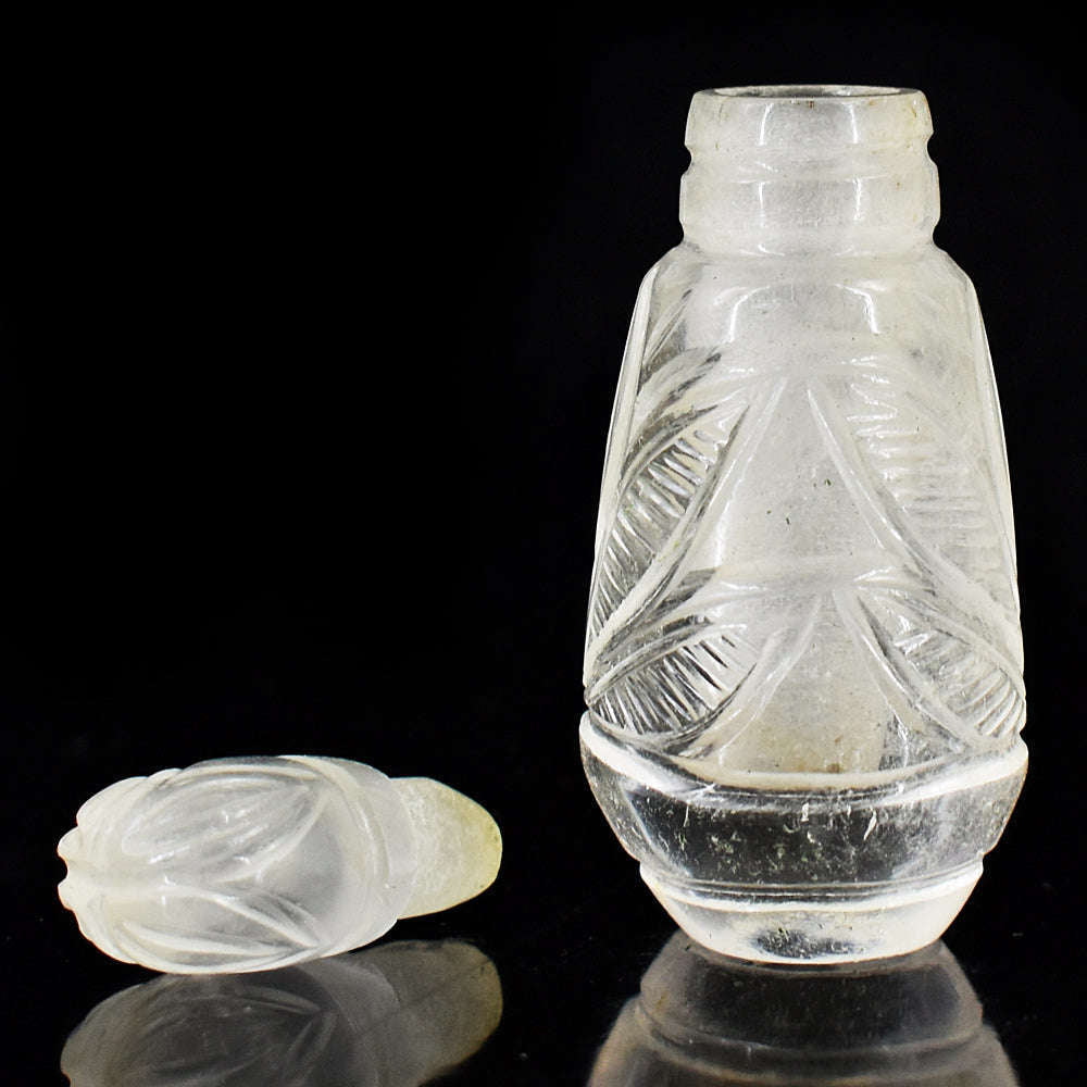 gemsmore:Genuine White Quartz  Hand Carved Genuine Crystal Gemstone Carving Perfume Bottle gemsmore:Genuine White Quartz  Hand Carved Genuine Crystal Gemstone Carving Perfume Bottle