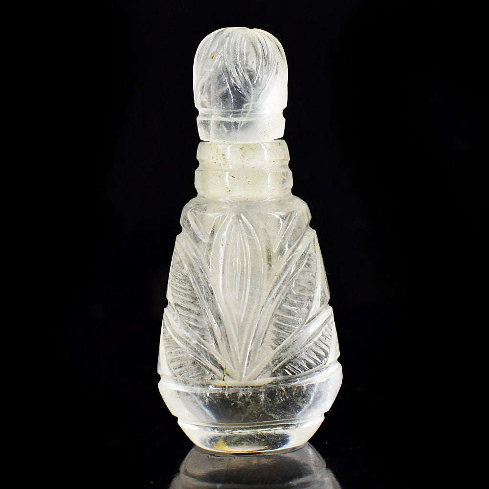 gemsmore:Genuine White Quartz  Hand Carved Genuine Crystal Gemstone Carving Perfume Bottle gemsmore:Genuine White Quartz  Hand Carved Genuine Crystal Gemstone Carving Perfume Bottle