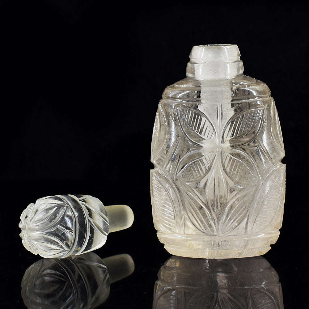 gemsmore:Genuine White Quartz Hand Carved Genuine Crystal Gemstone Carving Perfume Bottle gemsmore:Genuine White Quartz Hand Carved Genuine Crystal Gemstone Carving Perfume Bottle