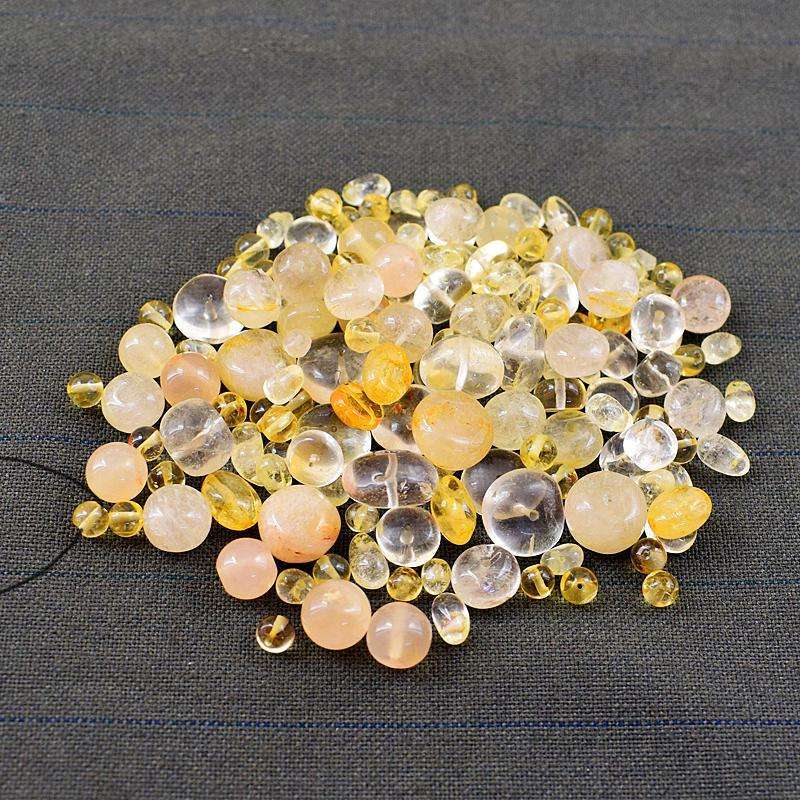 gemsmore:Genuine Yellow Citrine Round Shape Drilled Beads Lot gemsmore:Genuine Yellow Citrine Round Shape Drilled Beads Lot