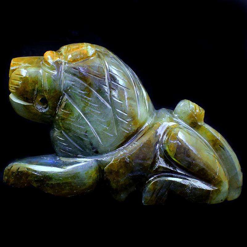 gemsmore:Golden & Blue Flash Labradorite Hand Carved Lion gemsmore:Golden & Blue Flash Labradorite Hand Carved Lion