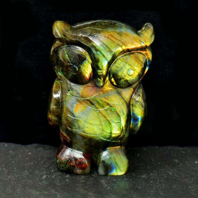 gemsmore:Golden Flash Labardorite Hand Carved Owl gemsmore:Golden Flash Labardorite Hand Carved Owl