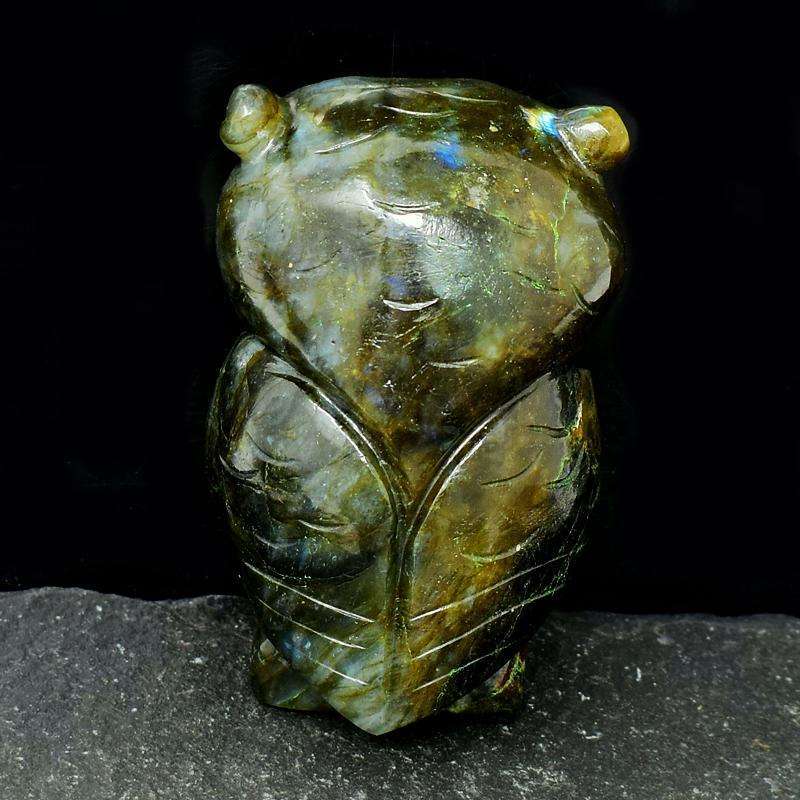 gemsmore:Golden Flash Labardorite Hand Carved Owl gemsmore:Golden Flash Labardorite Hand Carved Owl