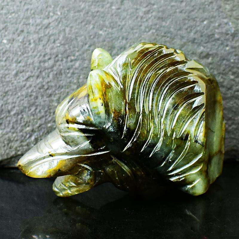 gemsmore:Golden Flash Labradorite Carved Wolf Head gemsmore:Golden Flash Labradorite Carved Wolf Head