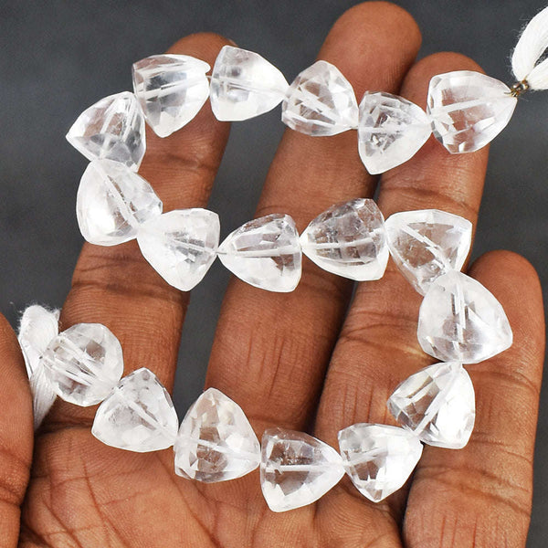 gemsmore:Gorgeous 169 Carats 08 Inches Genuine White Topaz Beads Strand