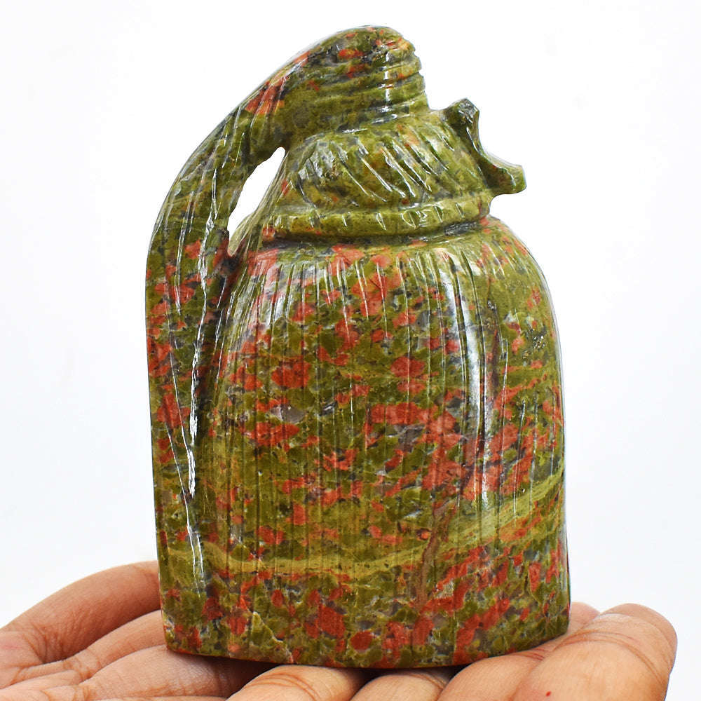 gemsmore:Gorgeous  Blood Green Unakite Hand Carved Lord Shiva Head Carving Gemstone gemsmore:Gorgeous  Blood Green Unakite Hand Carved Lord Shiva Head Carving Gemstone