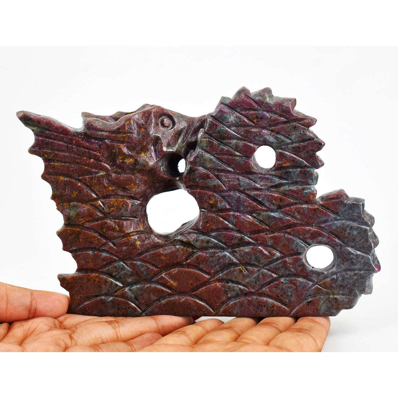 gemsmore:Gorgeous Ruby In Kyanite Hand Carved Genuine Crystal Gemstone Dragon Carving gemsmore:Gorgeous Ruby In Kyanite Hand Carved Genuine Crystal Gemstone Dragon Carving