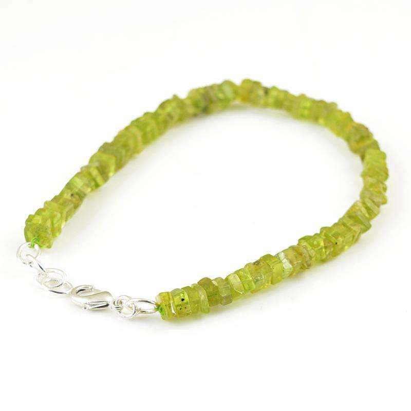 gemsmore:Green Peridot Beads Bracelet Natural Untreated gemsmore:Green Peridot Beads Bracelet Natural Untreated