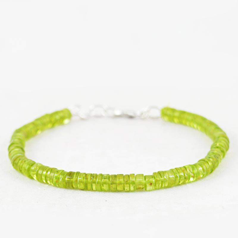 gemsmore:Green Peridot Bracelet Natural Round Shape Beads gemsmore:Green Peridot Bracelet Natural Round Shape Beads
