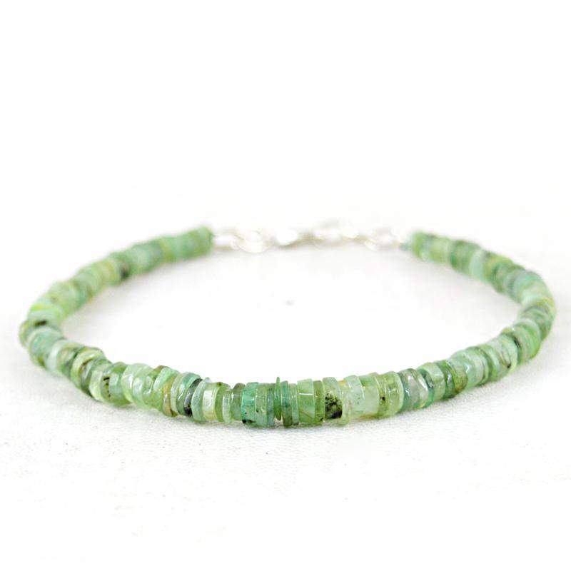 gemsmore:Green Phrenite Bracelet Natural Round Shape Beads gemsmore:Green Phrenite Bracelet Natural Round Shape Beads