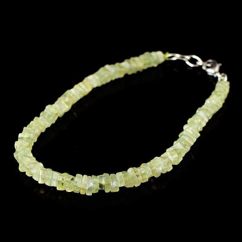 gemsmore:Green Phrenite Bracelet Natural Untreated Beads gemsmore:Green Phrenite Bracelet Natural Untreated Beads