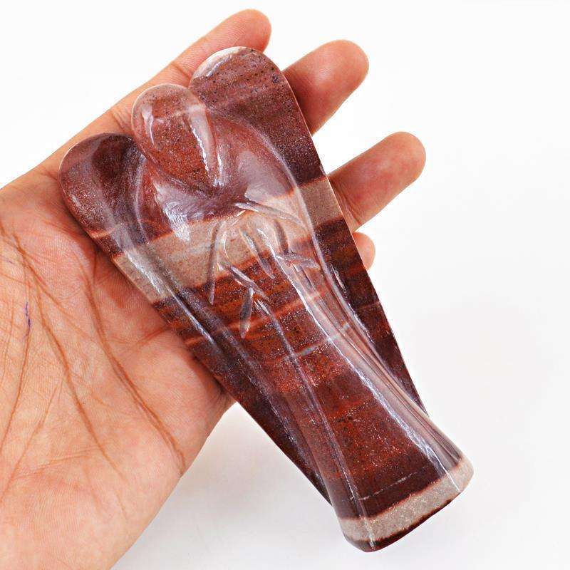 gemsmore:Hand Carved Stripped Coffee Jasper Reiki Healing Angel gemsmore:Hand Carved Stripped Coffee Jasper Reiki Healing Angel