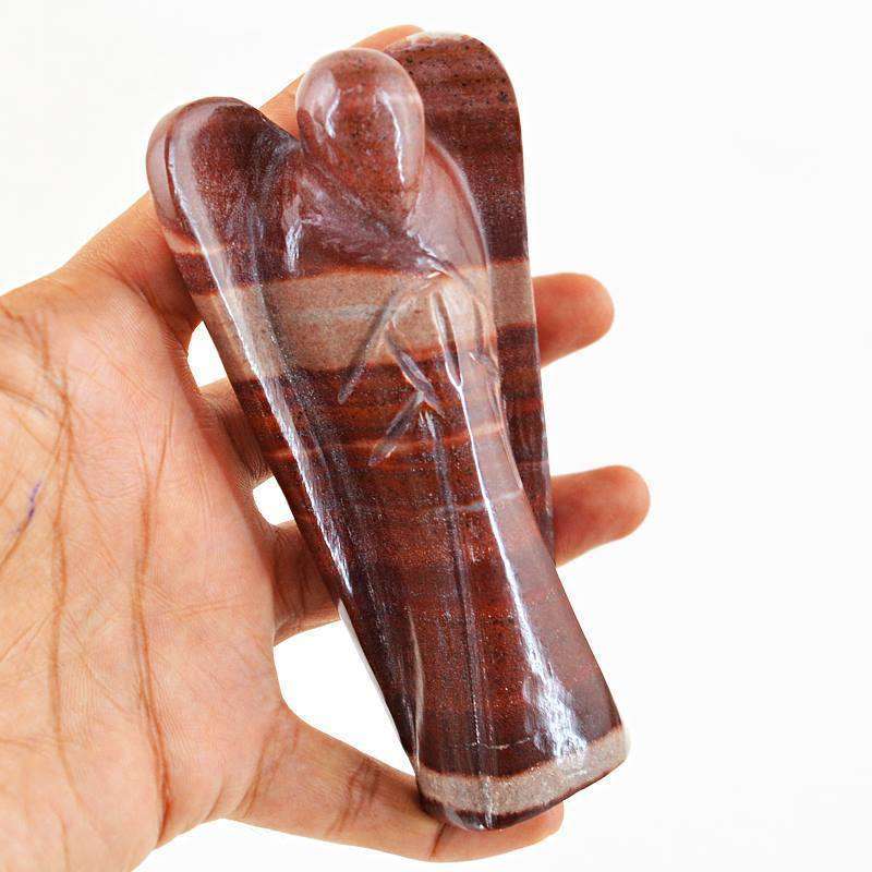 gemsmore:Hand Carved Stripped Coffee Jasper Reiki Healing Angel gemsmore:Hand Carved Stripped Coffee Jasper Reiki Healing Angel