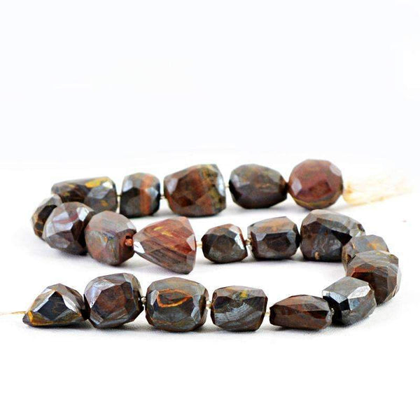 gemsmore:Iron Tiger Eye Drilled Beads Strand - Natural Faceted