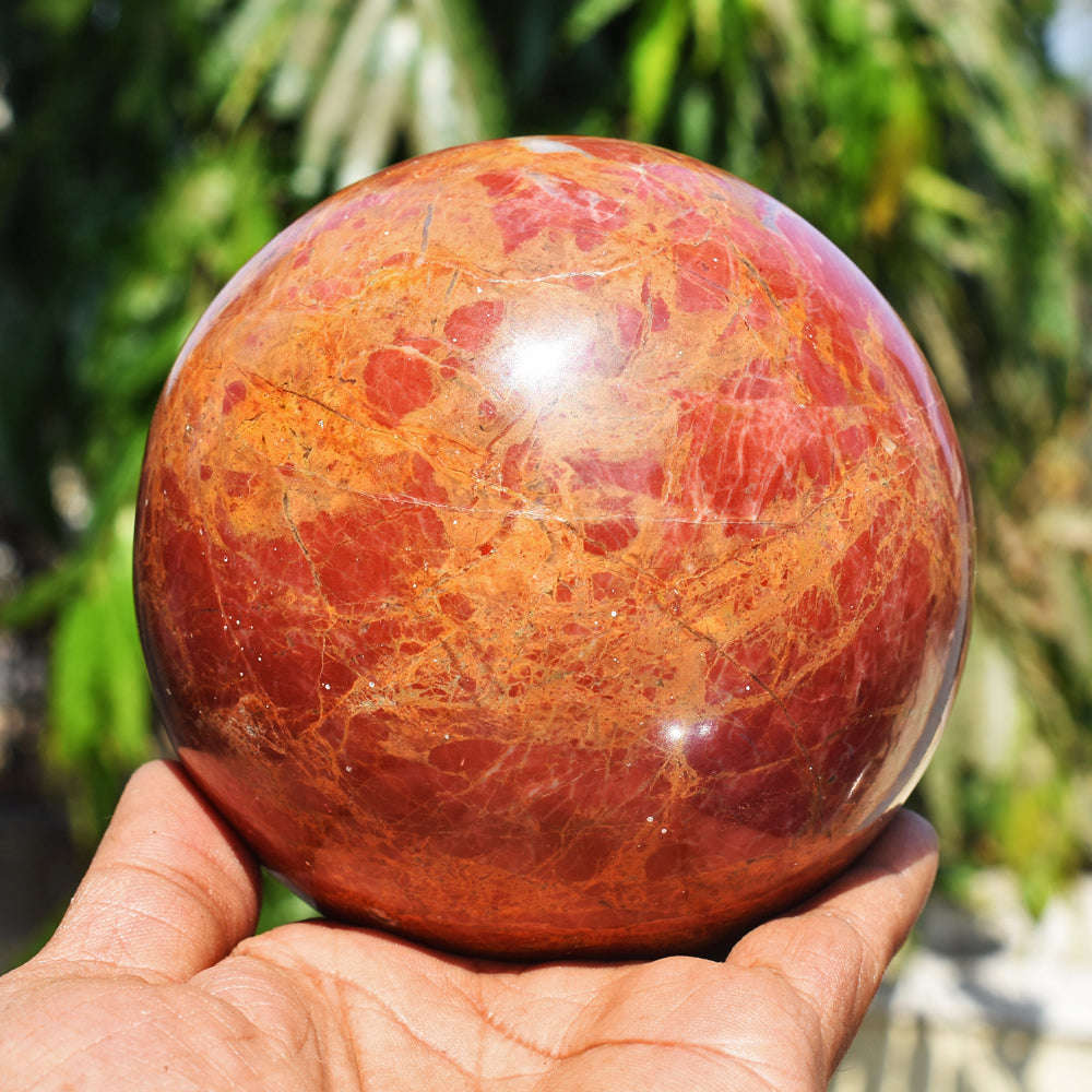 gemsmore:Massive Size -  Red Vein Jasper Hand Carved Crystal Healing Sphere gemsmore:Massive Size -  Red Vein Jasper Hand Carved Crystal Healing Sphere