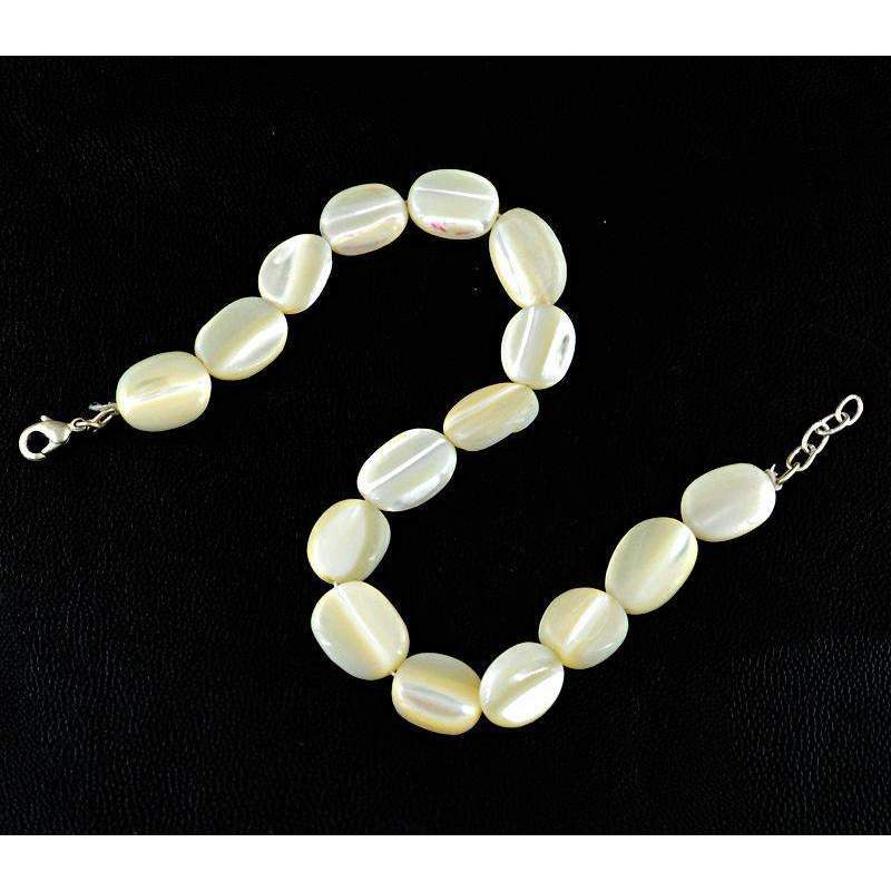 gemsmore:Mother Pearl Bracelet Natural Oval Shape Untreated Beads gemsmore:Mother Pearl Bracelet Natural Oval Shape Untreated Beads