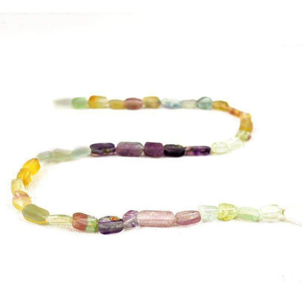 gemsmore:Multicolor Fluorite Beads Strand Natural Untreated Drilled