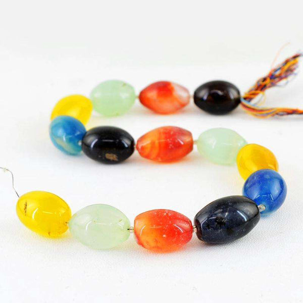 gemsmore:Multicolor Onyx Drilled Beads Strand - Natural Untreated