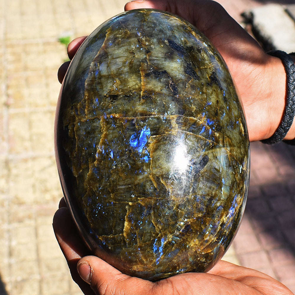 gemsmore:Museum Size Massive Flashy Labradorite Healing Carved Egg gemsmore:Museum Size Massive Flashy Labradorite Healing Carved Egg