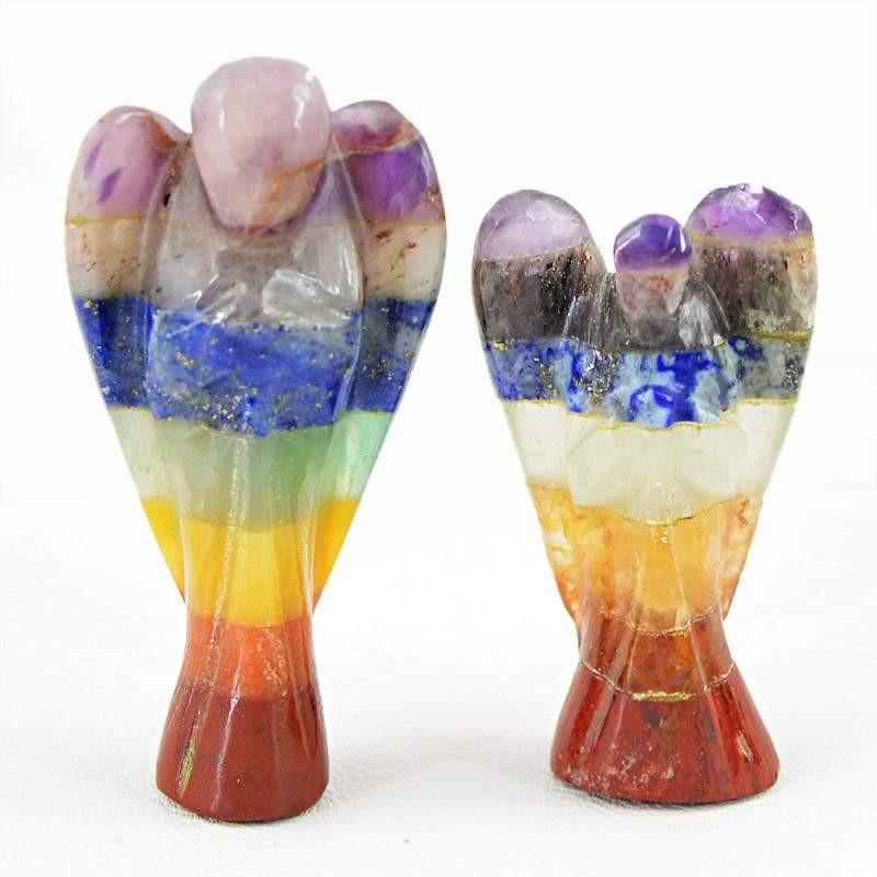 gemsmore:Natural 2 Pcs Untreated Seven Chakra Healing Angel gemsmore:Natural 2 Pcs Untreated Seven Chakra Healing Angel