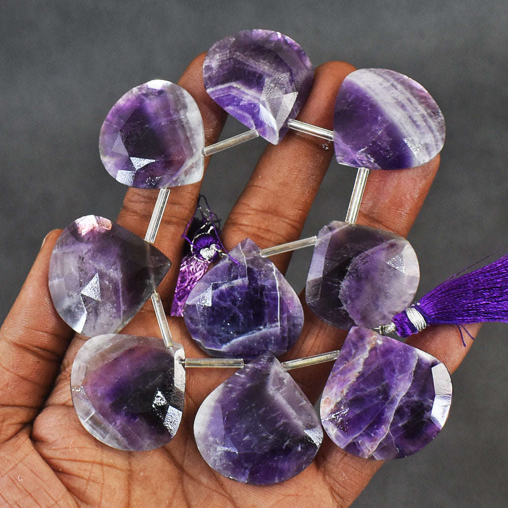 gemsmore:Natural 345 Carats Genuine Chevron Amethyst Faceted Beads Strand Of 08" gemsmore:Natural 345 Carats Genuine Chevron Amethyst Faceted Beads Strand Of 08"