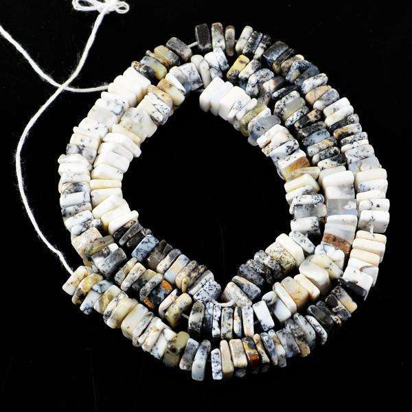 gemsmore:Natural Amazing Dendrite Opal Oval Shape Drilled Beads Strand