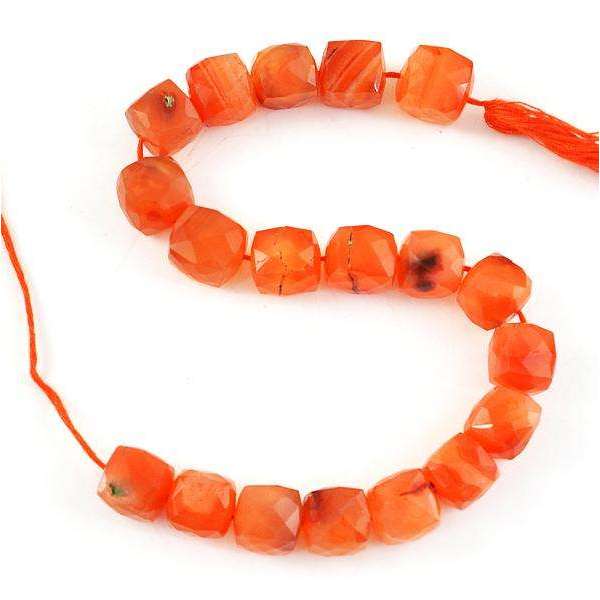 gemsmore:Natural Amazing Faceted Orange Carnelian Drilled Beads Strand