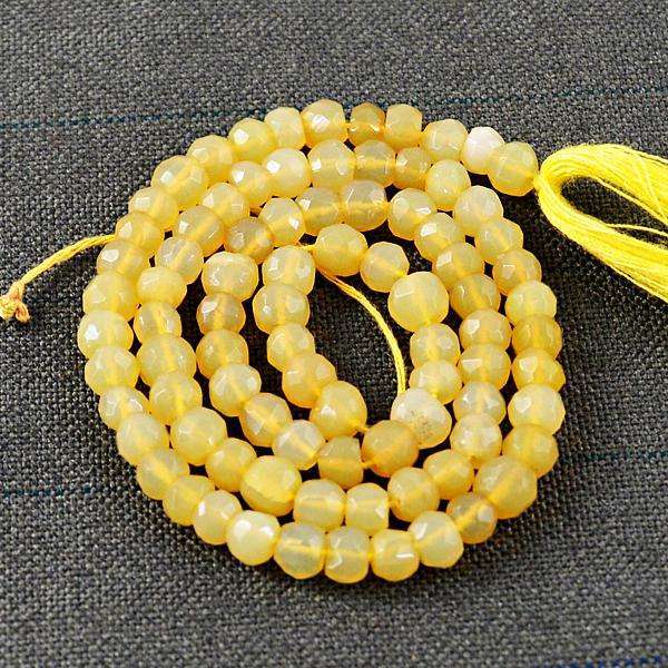 gemsmore:Natural Amazing Faceted Yellow Aventurine Round Shape Drilled Beads Strand