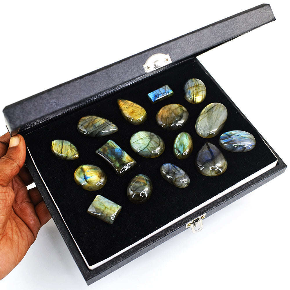 gemsmore:Natural Amazing Flash Labradorite Cabochon Lot gemsmore:Natural Amazing Flash Labradorite Cabochon Lot