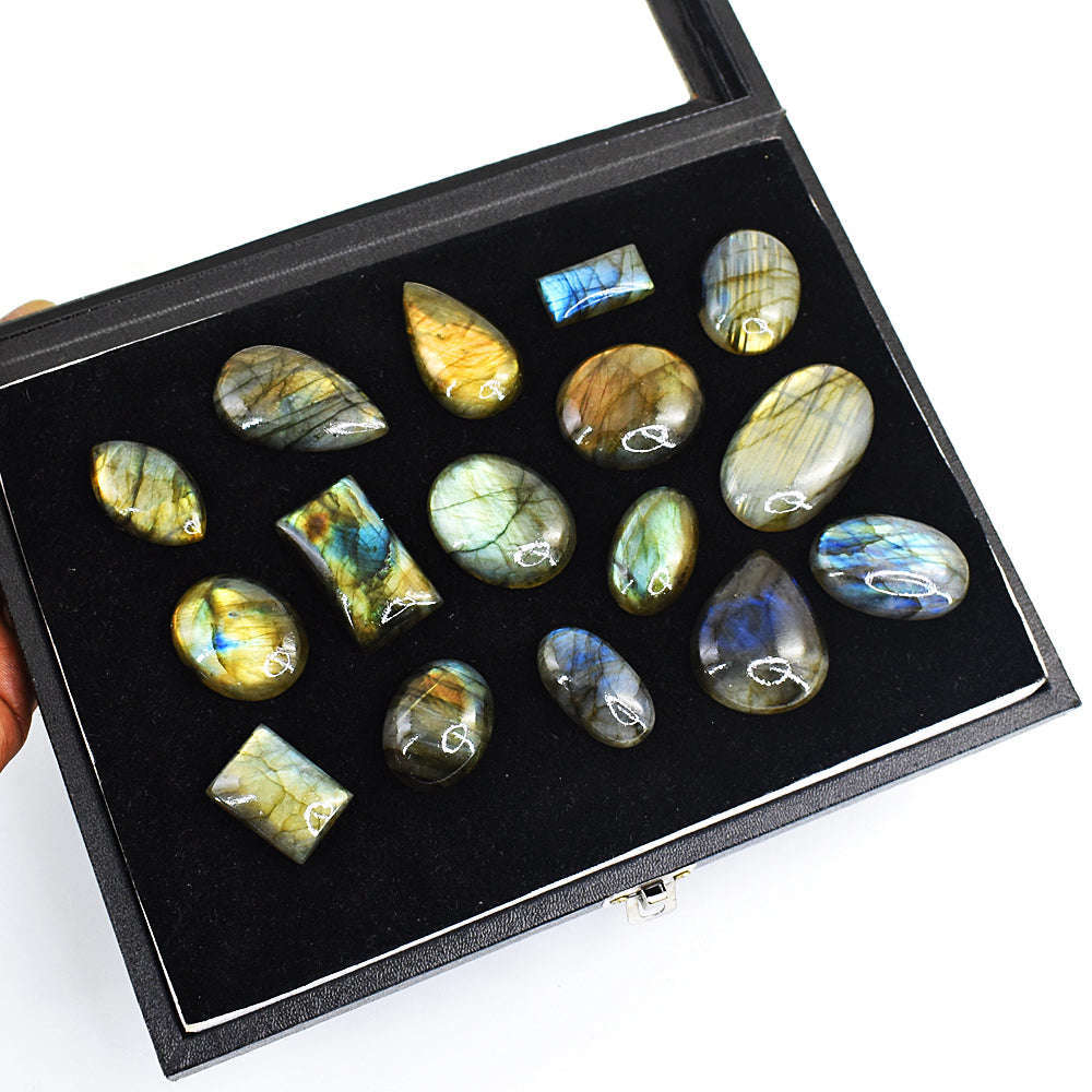 gemsmore:Natural Amazing Flash Labradorite Cabochon Lot gemsmore:Natural Amazing Flash Labradorite Cabochon Lot