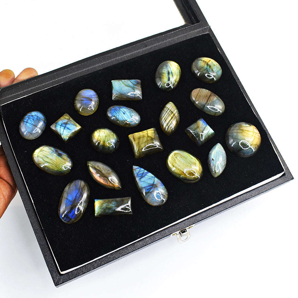 gemsmore:Natural Amazing Flash Labradorite Cabochon Lot gemsmore:Natural Amazing Flash Labradorite Cabochon Lot